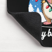 Cute Hedgehog With Santa Hat Christmas Lights Wint Muismat (Hoek)