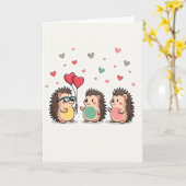 Cute Hedgehogs Love Hearts Card Kaart (Gele Bloem)