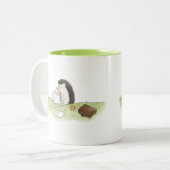 Cute Hedgel Animal met computer Double-Sided Tweekleurige Koffiemok (Voorkant links)