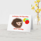 Cute hedgel Birthday add name Kaart (Gele Bloem)