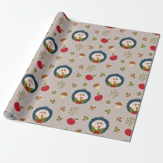 Cute Hedgel Cadeaupapier (Uitgerold)