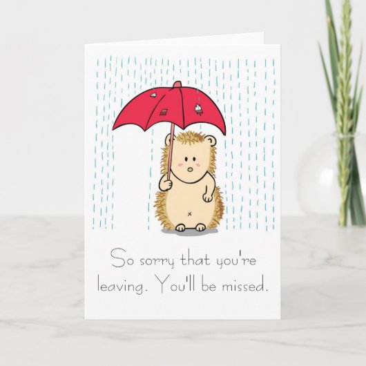 Cute hedgel Cartoon Farewell Card Kaart (Voorkant)