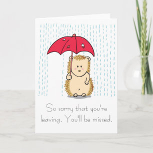 Cute hedgel Cartoon Farewell Card Kaart