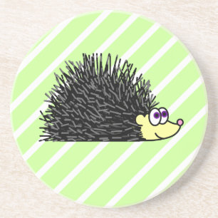 Cute Hedgel Cartoon Green Background Zandsteen Onderzetter