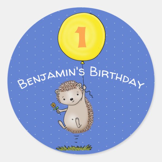 Cute hedgel cartoon illustratie ronde sticker (Voorkant)