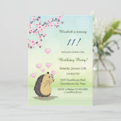 Cute Hedgel Cherry Blossom Girl Birthday Kaart (Staand voorkant)