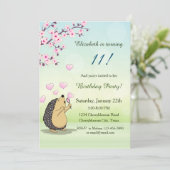 Cute Hedgel Cherry Blossom Girl Birthday Kaart (Staand voorkant)