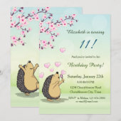 Cute Hedgel Cherry Blossom Girl Birthday Kaart (Voorkant / Achterkant)