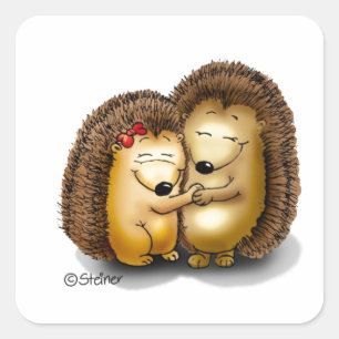 Cute Hedgel Couple - Mr en Mrs Customize Vierkante Sticker