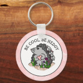 Cute Hedgel en Babies en Funny Pun Sleutelhanger (Voorkant)