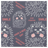 Cute hedgel en Positive Text Pattern for Black Stof (Close Up)