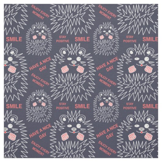 Cute hedgel en Positive Text Pattern for Black Stof (Swatch)