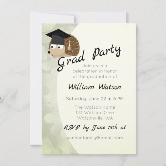 Cute Hedgel g Thleed Graduation Party Invitation Kaart (Voorkant)