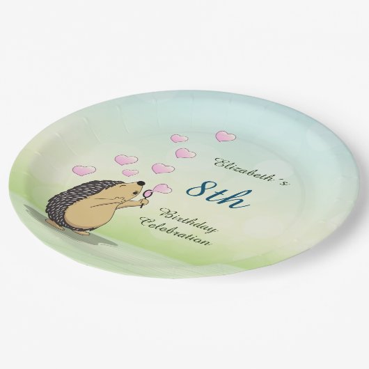 Cute Hedgel Girl's Birthday Papieren Bordje (Gekanteld)