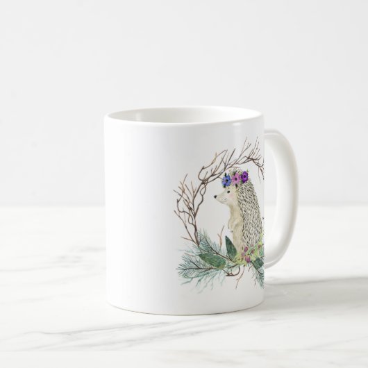 Cute Hedgel Grapevine Wreath Pine Branches Mok (Voorkant rechts)