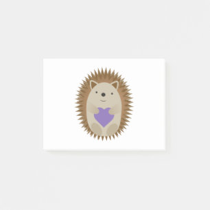 Cute Hedgel Hugging a Paarse Heart Post-it® Notes
