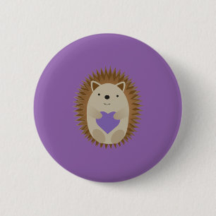Cute Hedgel Hugging a Paarse Heart Ronde Button 5,7 Cm