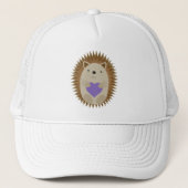 Cute Hedgel Hugging a Paarse Heart Trucker Pet (Voorkant)