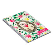 Cute hedgel in Flowers Pink Yellow Personalized Notitieboek (Rechterzijde)