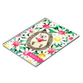 Cute hedgel in Flowers Pink Yellow Personalized Notitieboek (Linkerzijde)