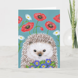 Cute Hedgel in Kaart van bloementeelt