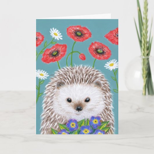 Cute Hedgel in Kaart van bloementeelt (Voorkant)