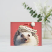 Cute Hedgel in Santa Hat Briefkaart (Staand voorkant)