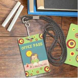 Cute hedgel kantoor hall pass badge