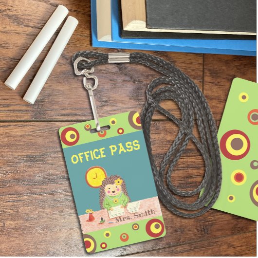 Cute hedgel kantoor hall pass badge