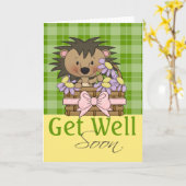 Cute Hedgel, kom snel goed. Kaart (Gele Bloem)