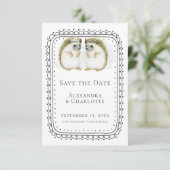 Cute hedgel Lesbian Couple Wedding Save the Date (Staand voorkant)