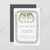 Cute hedgel Lesbian Couple Wedding Save the Date (Voorkant / Achterkant)