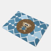 Cute Hedgel met Blue Heart Background Deurmat (Schuin)
