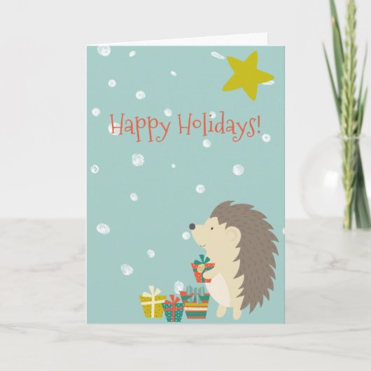Cute Hedgel met Cadeaus | Kerstmis Feestdagen Kaart (Voorkant)