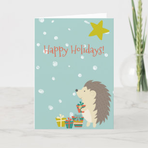 Cute Hedgel met Cadeaus   Kerstmis Feestdagen Kaart
