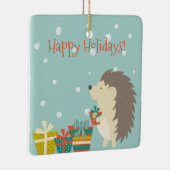 Cute Hedgel met Cadeaus | Kerstmis Keramisch Ornament (Rechts)