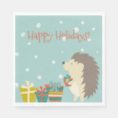Cute Hedgel met Cadeaus | Kerstmis Servet (Voorkant)