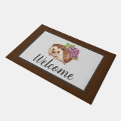 Cute hedgel met Flowers Welcome Deurmat (Schuin)