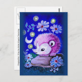 Cute hedgel met maan briefkaart (Voorkant / Achterkant)