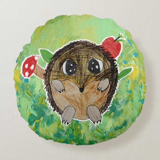 Cute Hedgel Rond Kussen (Voorkant)