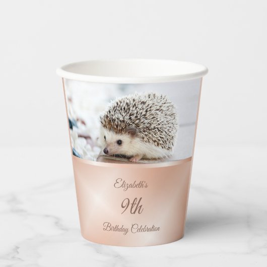 Cute Hedgel Roos Gold | Aangepaste verjaardag Papieren Bekers (Voorkant)