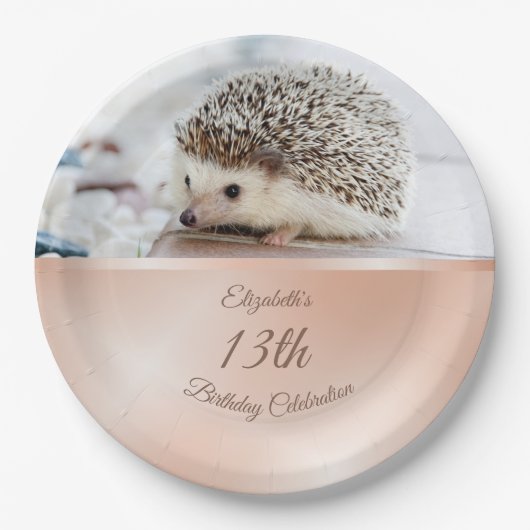 Cute Hedgel Roos Gold | Aangepaste verjaardag Papieren Bordje (Voorkant)