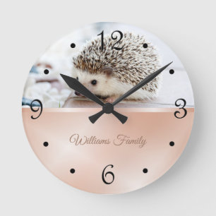 Cute Hedgel Roos Gold Foil Jouw naam Ronde Klok