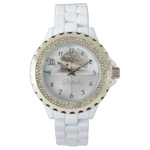 Cute Hedgel Silver Foil Monogram Horloge