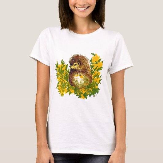 Cute hedgel Springtime-waterkleur Ontworpen T-shirt (Voorkant)