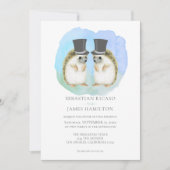 Cute Hedgel Two Grooms Gay Couple Wedding Kaart (Voorkant)