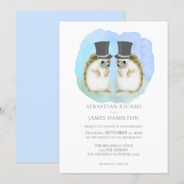 Cute Hedgel Two Grooms Gay Couple Wedding Kaart