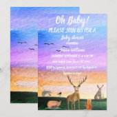 Cute Hedgel Waterverf Woodland Animals Fox Hare Kaart (Voorkant / Achterkant)