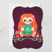 Cute Hedgie met Gift - Aangepaste uitnodiging voor (Achterkant)