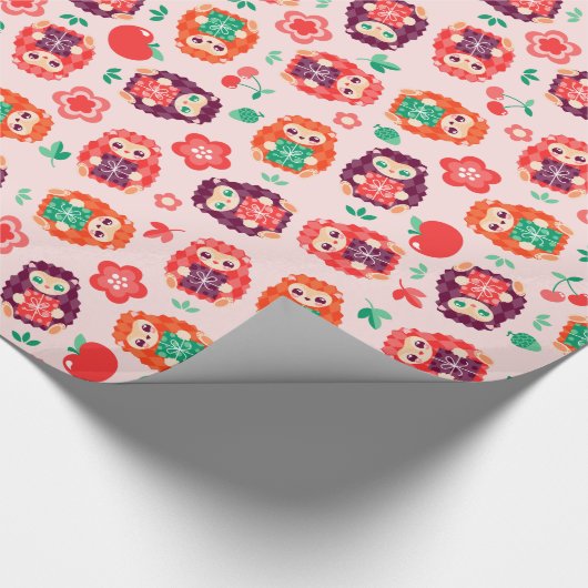 Cute Hedgie Pattern - Birthday Wrapping Paper Cadeaupapier (Hoek)